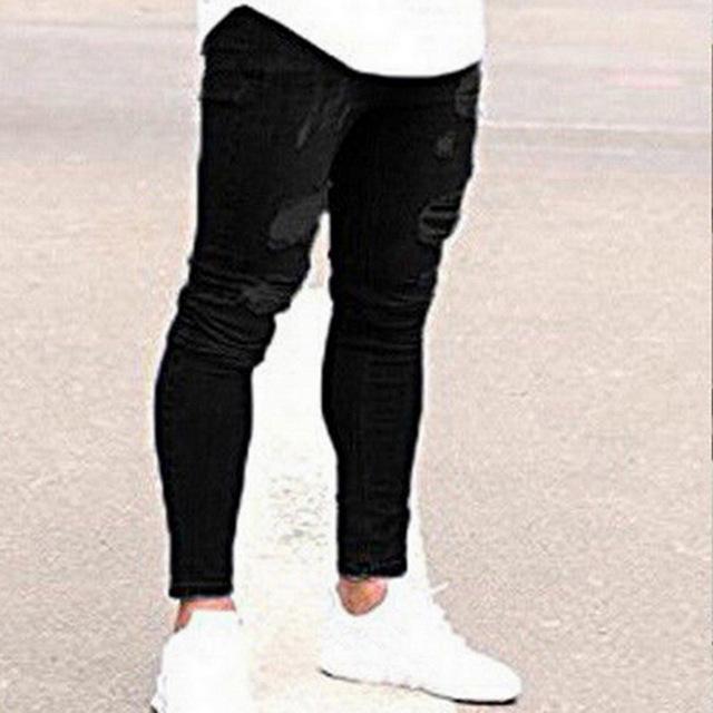 Oeak Mens Solid Color Jeans New Fashion Slim Pencil